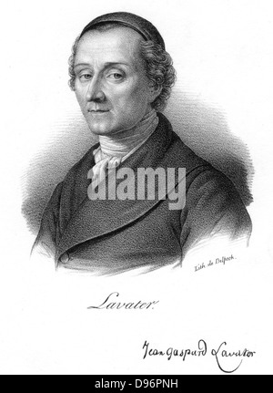 Johann Kaspar Lavater (1741-1801), théologien suisse et physiognomist. Physiognomy est l'art de lire traits psychologiques à partir de caractéristiques physiques. Il a tenté de faire une physionomie de la science. (Paris, c1830). Lithographie. Banque D'Images