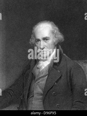 L'ingénieur écossais James Watt, et inventeur. Watt (1736-1819) a fait de grandes améliorations à la machine à vapeur, l'un des plus importants étant le condenseur séparé. En 1774, il s'associe avec Matthew Boulton (1728-1809) le fabricant de Birmingham et d'entrepreneur. À partir de 'La galerie de portraits", Londres, 1833. La gravure. Banque D'Images