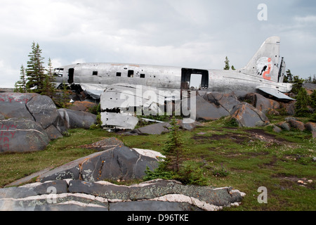 Le C-46 accident d'avion et de l'épave du site connu sous le nom de "Miss Piggy,' qui s'est écrasé en novembre 1979 à l'extérieur de la ville de Churchill, Manitoba, Canada. Banque D'Images
