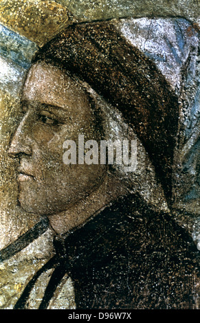 Dante Alighieri (1265-1321) poète italien : portrait par Giotto di Bondone (1266 ou 1267-1321) artiste italien. Banque D'Images