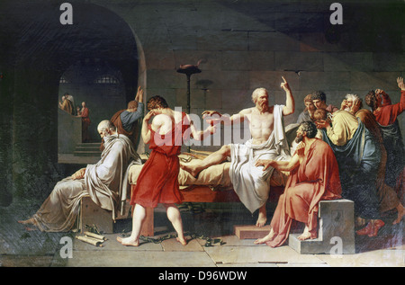 La mort de Socrate 1787 : Jacques Louis David (1748-1825) peintre français. Huile sur toile Banque D'Images