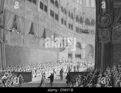 Sacre de Napoléon I en Notre Dame, Paris, 2 décembre 1804. Gravure Banque D'Images