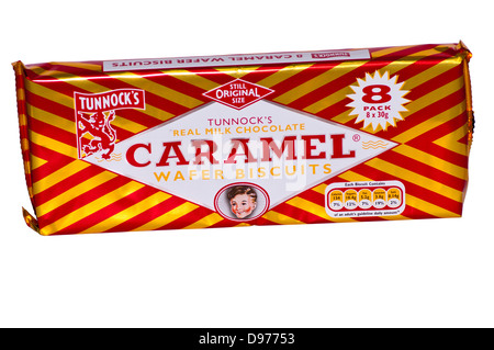 Sachet de chocolat au lait Tunnocks Biscuits gaufrette au caramel Banque D'Images