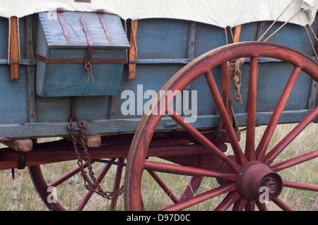 Détail de chariot couvert sur l'Oregon Trail, Scotts Bluff National Monument, New York. Photographie numérique Banque D'Images