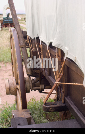 Mécanisme de frein d'un wagon couvert sur l'Oregon Trail, Scotts Bluff National Monument, New York. Photographie numérique Banque D'Images