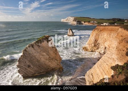 Vue d'une falaise de Freshwater Bay, île de Wight, en Angleterre. L'hiver 2011 Banque D'Images