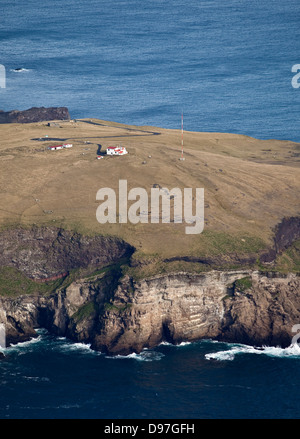 Vue aérienne de ferme, Îles Westman (Hofn, Islande) Banque D'Images