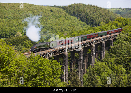 Le Royal Duchy Plus de vapeur Viaduc St Pinnock à Cornwall Banque D'Images