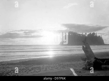 Coucher de soleil sur l'île James, la Push Banque D'Images