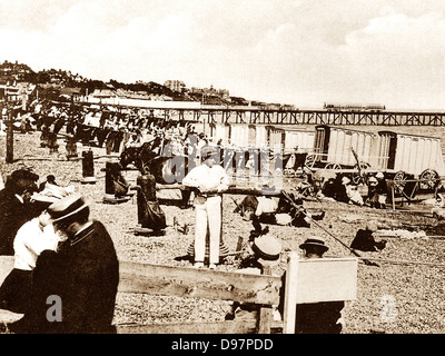 Felixstowe au début des années 1900, la plage de l'Ouest Banque D'Images