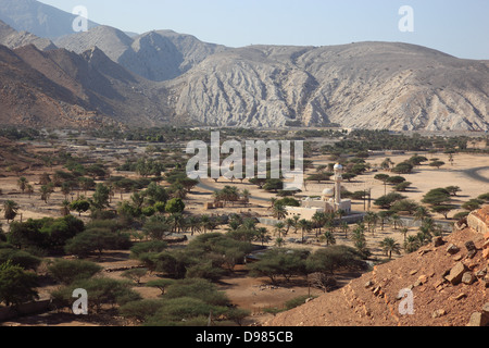 Paysages de la baie de Bukha, dans le Granny's enclave niches de Musandam, Oman Banque D'Images