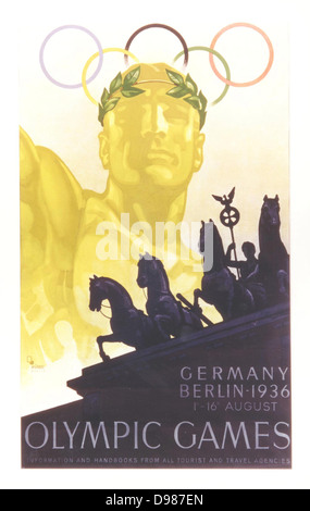 Affiche pour les Jeux Olympiques de Berlin, Allemagne, août 1936. Banque D'Images