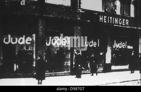 Boycott antisémite des Juifs allemands par les Nazis peu après l'arrivée au pouvoir de Hitler : 1933-1934. Banque D'Images