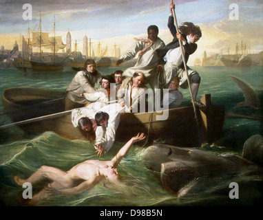 John Singleton Copley (1738 - 1815), peintre américain. Watson et le requin (1778) décrit le sauvetage de Brook Watson d'une attaque de requin à La Havane, Cuba. Banque D'Images