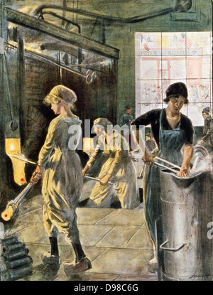 Quatre ans dans la lutte. Les femmes de France, nous leur devons de maisons d'applaudir. Organisation des travaux de guerre Campagne. Y.W.C.A. Artiste Jonas, Lucien, 1880-1947, publié en 1918. Résumé : Les femmes travaillant dans une usine. Banque D'Images