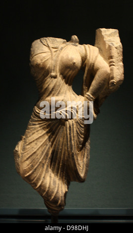 Figure féminine, de Gandhara, AD 100-200. Fragment de relief de schiste. Banque D'Images