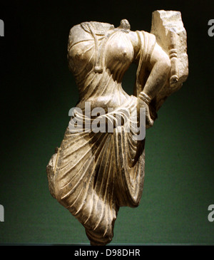 Figure féminine, de Gandhara, AD 100-200. Fragment de relief de schiste. Banque D'Images