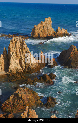 Cabo de Gata, Reef des sirènes, parc naturel de Cabo de Gata-Nijar, Arrecife de las Sirenas, Réserve de biosphère, Almeria provinc Banque D'Images