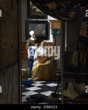 Johannes Vermeer (1632-1674) peintre néerlandais, la lettre d'amour, ch. 1669-70 Huile sur toile Banque D'Images