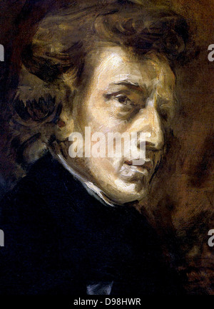 Frédéric François Chopin, 1810 - 1849), compositeur et pianiste polonais. portrait par Eugène Delacroix Banque D'Images