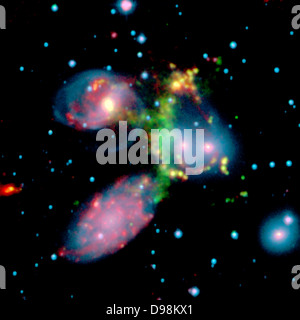 Faux-color image composite de l'amas de galaxies du quintette de Stephan montre clairement l'une des plus grandes ondes de choc jamais vu Banque D'Images