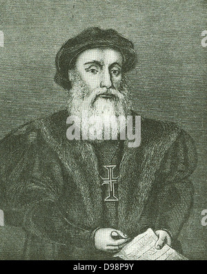 Vasco Da Gama (c1469-1525), navigateur portugais, le premier occidental à la voile autour du Cap de Bonne Espérance à l'Asie, né à Sines dans Alemtejo. Il a été choisi par le roi Emanuel Je pour découvrir une route vers l'Inde le cap. Banque D'Images