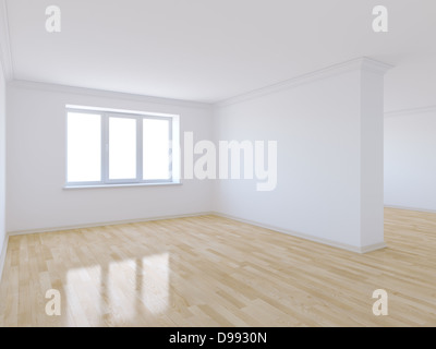 3D render of salle vide avec plancher en bois Banque D'Images