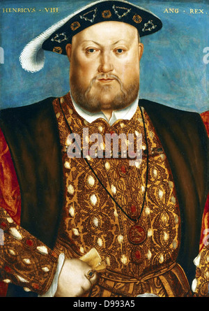Portrait de Henry VIII. Par Hans Holbein Date c. 1540. Henry VIII (28 juin 1491 - 28 janvier 1547) fut roi d'Angleterre à partir de 21 avril 1509 jusqu'à sa mort. Il était aussi Seigneur d'Irlande (plus tard le roi d'Irlande) et prestataire au royaume de France. Henry a été t Banque D'Images