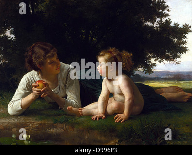 William Adolphe Bouguereau (1825-1905) La Tentation (1880) Banque D'Images