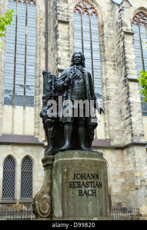 Statue de J.S. Bach, à l'extérieur de l'église St. Thomas, Leipzig, Allemagne Banque D'Images