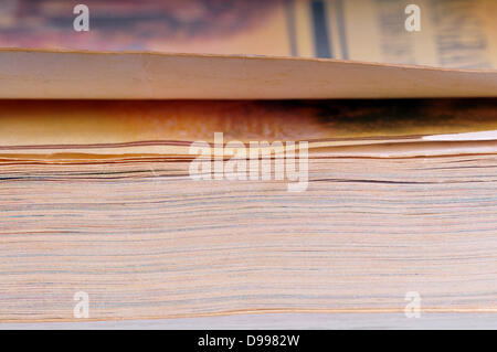 Plan Macro sur un vieux livre pages Banque D'Images