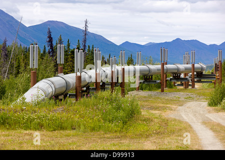 Aleyska, ou Trans - Alaska Pipeline, les montagnes Chugach, au nord de Valdez, Alaska, USA Banque D'Images