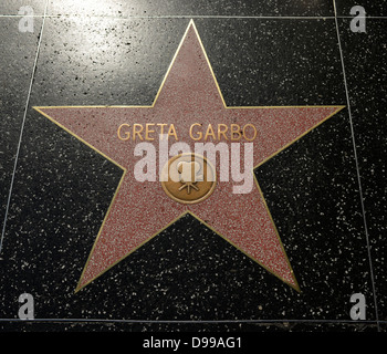 Terrazzo star pour les artistes Greta Garbo, catégorie Film, de tambours de la renommée, Hollywood boulevard, Hollywood, Los Angeles, Californie, Banque D'Images