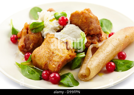 Juicy rump steak de porc avec de la mozzarella sur le dessus et de porc Banque D'Images