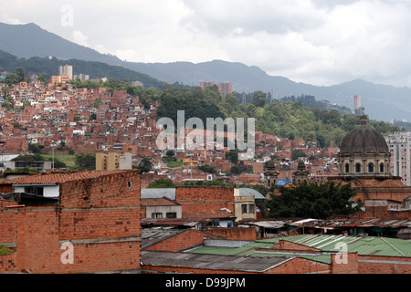 Vue aérienne de barrios de Medellin, Medellin, Colombie, Amérique du Sud Banque D'Images