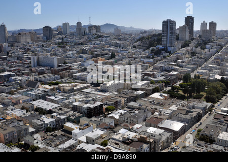 Vue sur le quartier de North Beach, San Francisco, Californie, USA, depuis le haut de Telegraph Hill Banque D'Images