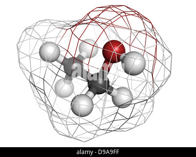 L'éthanol (alcool), la structure chimique. Les atomes sont représentés comme des sphères avec codage couleur classiques Banque D'Images