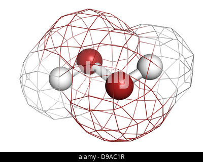 Peroxyde d'hydrogène (H2O2), molécule de structure chimique. HOOH est un exemple d'un espèces réactives de l'oxygène (ROS). Banque D'Images