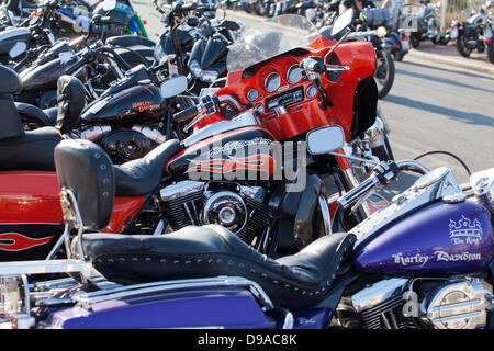 Rome, Italie. 15 Juin, 2013. 110e anniversaire ou motocyclettes Harley Davidson réunion à Ostia. Rome 15 juin 2013 Banque D'Images