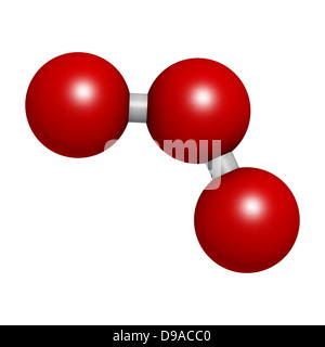 Trioxygen d'ozone (O3), molécule, la structure chimique. Les atomes sont représentés comme des sphères avec codage couleur classiques Banque D'Images