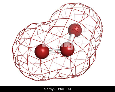 Trioxygen d'ozone (O3), molécule, la structure chimique. Les atomes sont représentés comme des sphères avec codage couleur classiques Banque D'Images