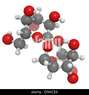 Le sucre (sucrose, saccharose), molécule de structure chimique. Les atomes sont représentés comme des sphères avec codage couleur classiques Banque D'Images