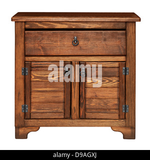 Commode en bois ancien isolé sur fond blanc Banque D'Images