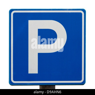 European parking sign isolated on white Banque D'Images