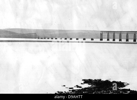 Tay Bridge original après l'effondrement, en Écosse Banque D'Images