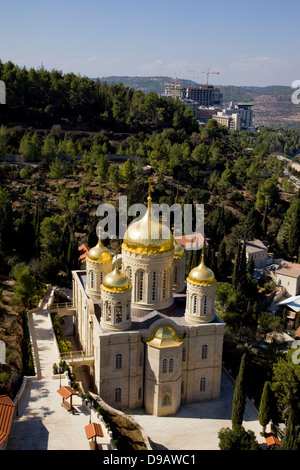 Une vue aérienne de Moskovia - l'église russe à Ein Karem Banque D'Images