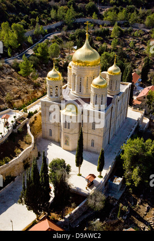 Une vue aérienne de Moskovia - l'église russe à Ein Karem Banque D'Images