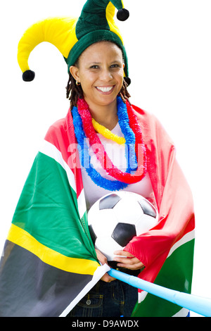 Fan de football sud-africain femelle Banque D'Images