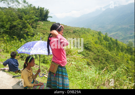 La région de Sapa, Vietnam du Nord - enfants vietnamiens Banque D'Images