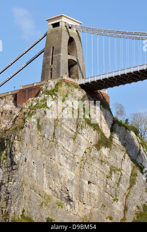 Falaises et de la tour Nord Brunell Clifton Suspension Bridge, Bristol, Avon Gorge Banque D'Images